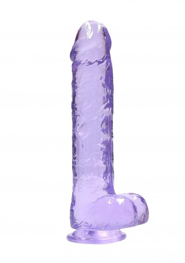 Realrock Crystal Clear - 9&quot; Realistic Dildo With Balls - Purple - K. P.