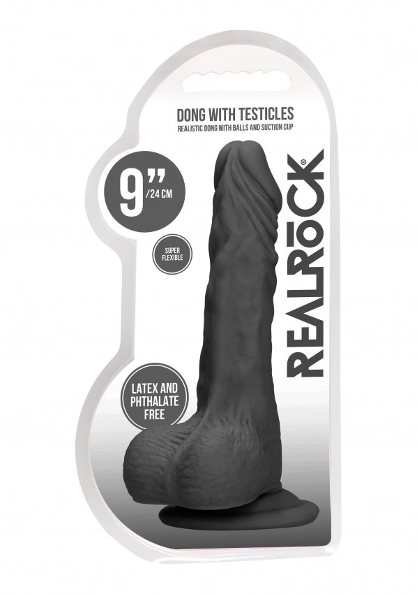 Realrock - Dong with Testicles 9'' - Black - K. P.