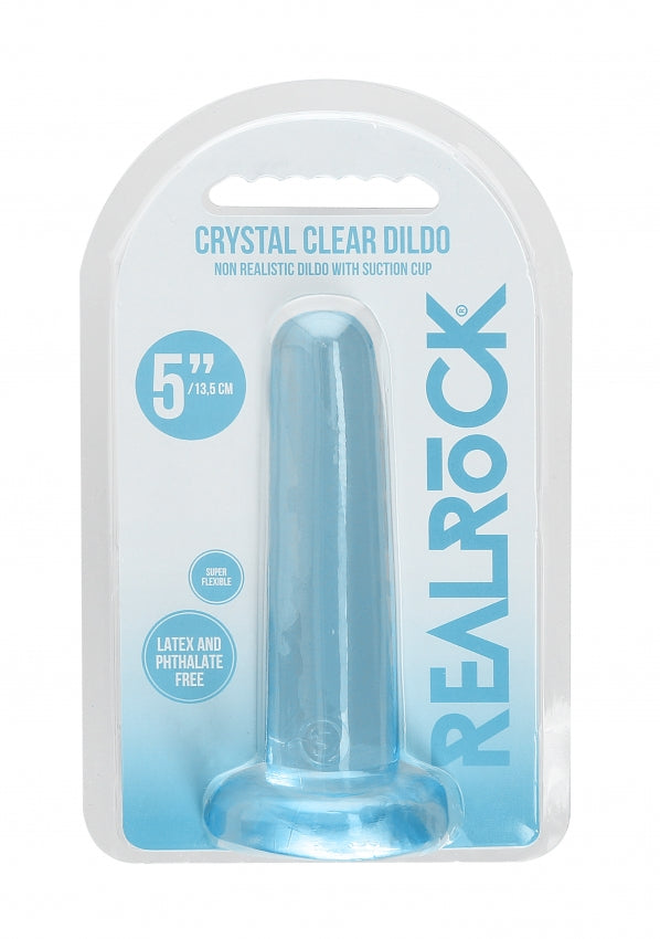 Realrock Crystal Clear - Non Realistic Dildo With Suction Cup 5.3&#39;&#39; / 13.5cm - Blue