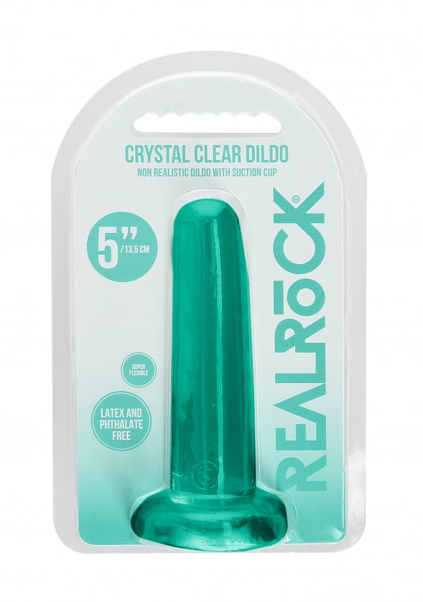 Realrock Crystal Clear - Non Realistic Dildo With Suction Cup 5.3&#39;&#39; / 13.5cm - Turquoise