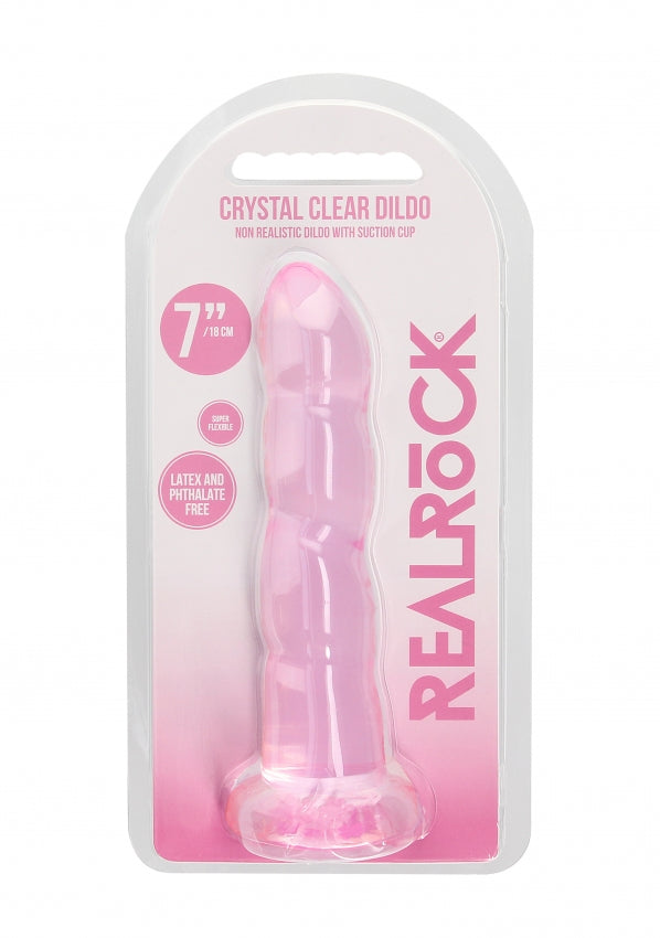 Realrock Crystal Clear - Non Realistic Dildo With Suction Cup 7&#39;&#39; / 17cm - Pink