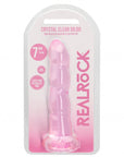 Realrock Crystal Clear - Non Realistic Dildo With Suction Cup 7'' / 17cm - Pink
