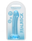 Realrock Crystal Clear - Non Realistic Dildo With Suction Cup 6.7'' / 17cm - Blue