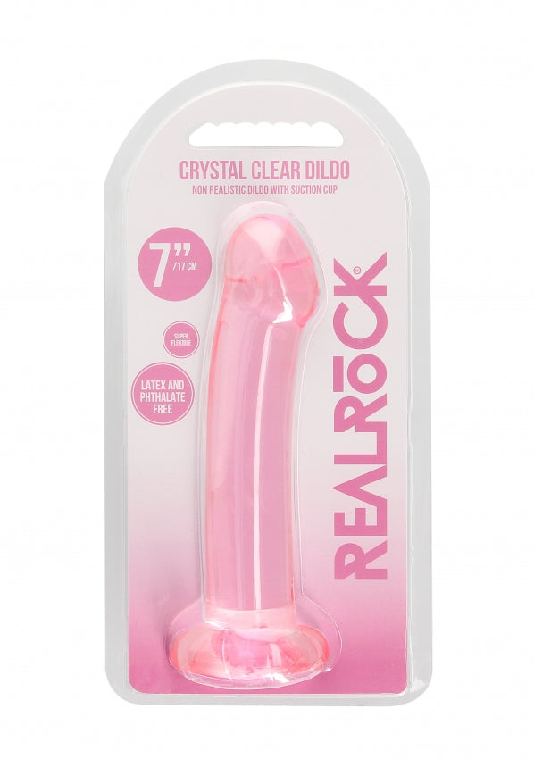 Realrock Crystal Clear - Non Realistic Dildo With Suction Cup 6.7&#39;&#39; / 17cm - Pink