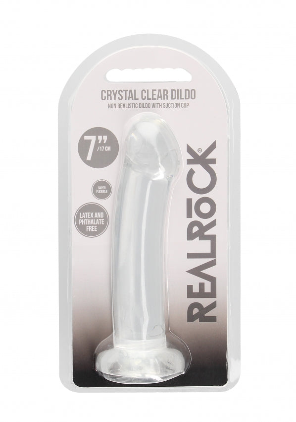 Realrock Crystal Clear - Non Realistic Dildo With Suction Cup 6.7&#39;&#39; / 17cm - Transparent