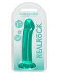 Realrock Crystal Clear - Non Realistic Dildo With Suction Cup 6.7'' / 17cm - Turquoise