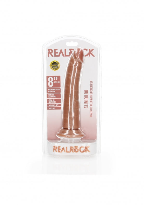 Realrock - Slim Realistic Dildo with Suction Cup 8''/ 20.5 cm - Tan - K. P.