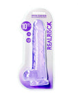 Realrock Crystal Clear - Realistic Dildo With Balls 10" / 25.4 cm - Purple - K. P.