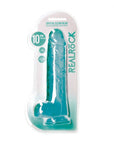 Realrock Crystal Clear - Realistic Dildo With Balls 10" / 25.4 cm - Turquoise