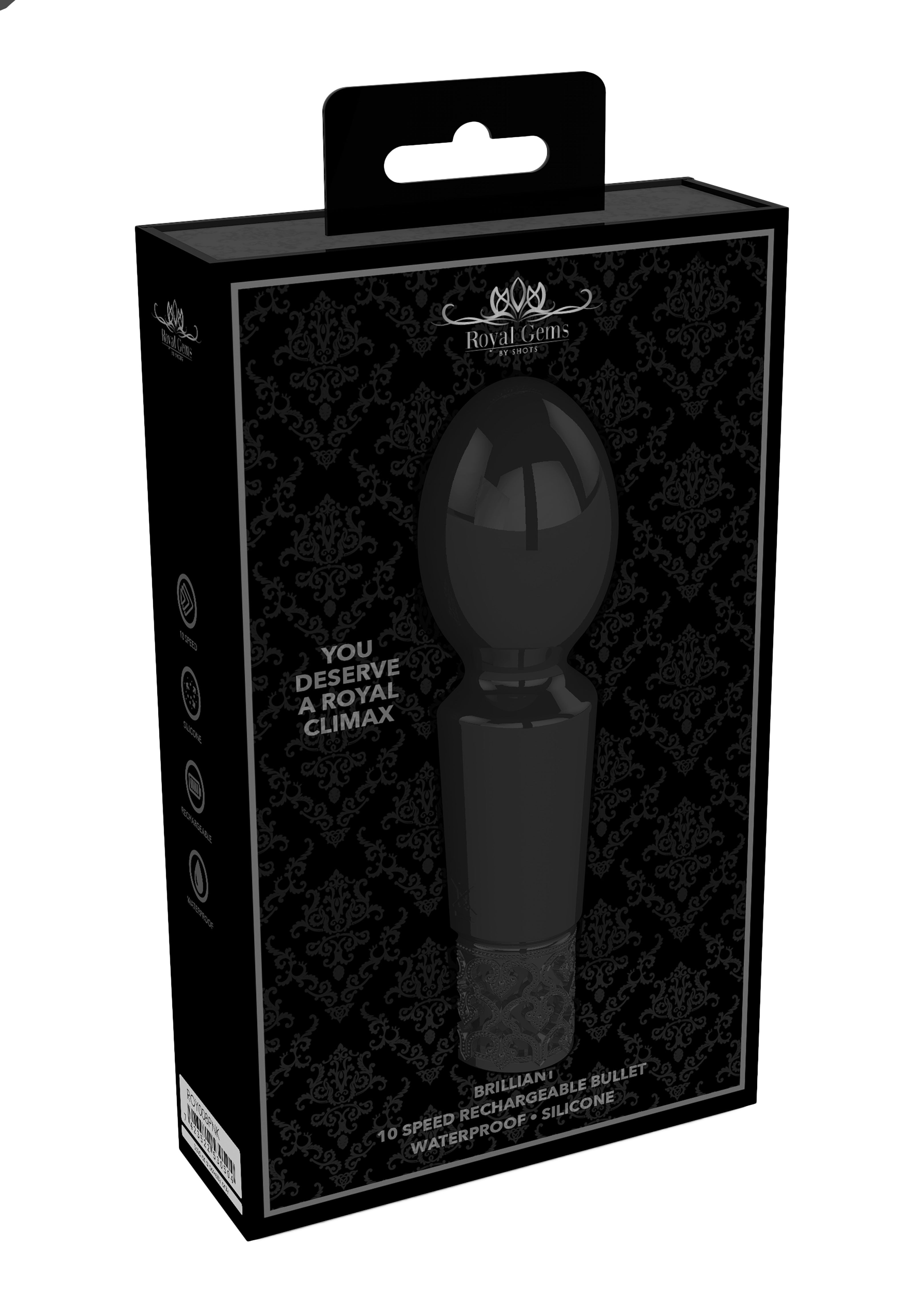 Royal Gems Rechargeable Silicone Bullet - Brilliant - Black