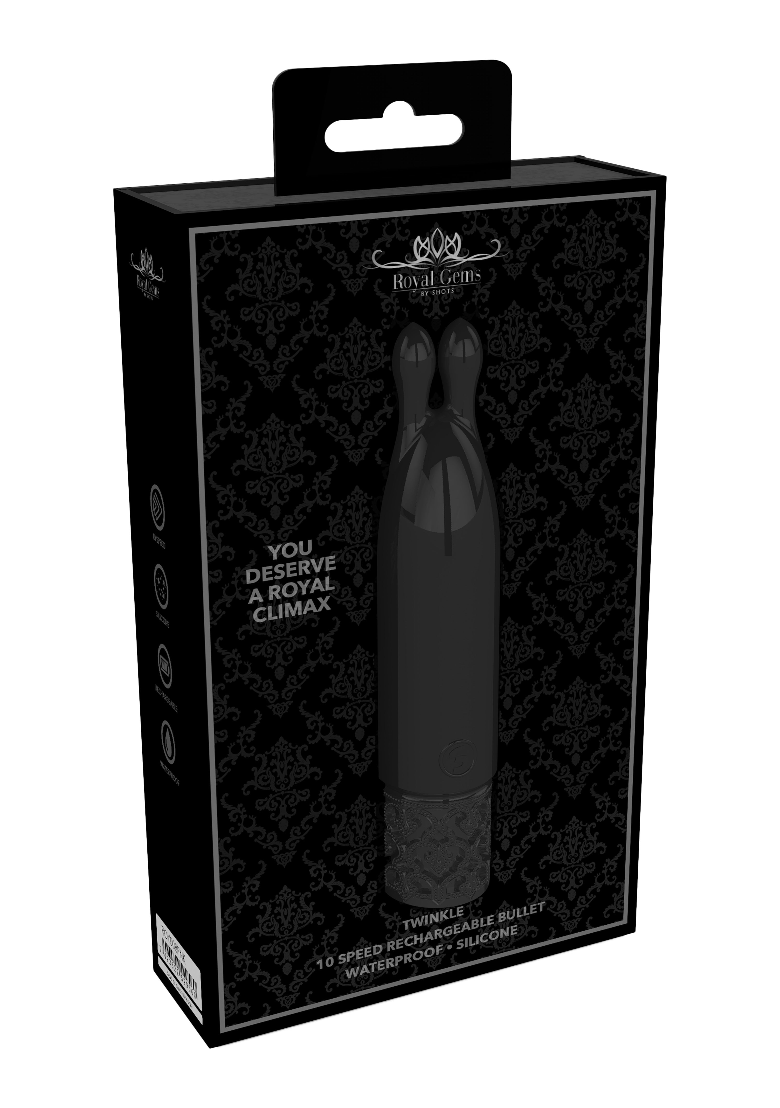 Royal Gems Rechargeable Silicone Bullet - Twinkle - Black