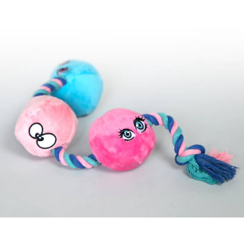Scruffy Pet Toys -  Tug Buttons Anal Balls - Pink/Blue