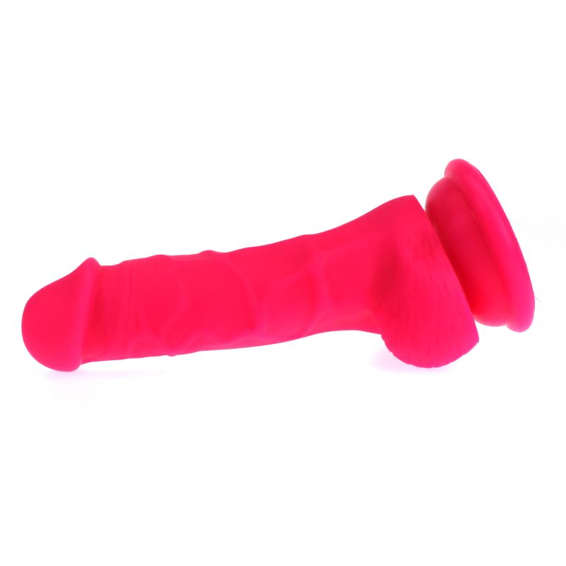 Realistic Dildo Veined Shaft with Balls - Pink