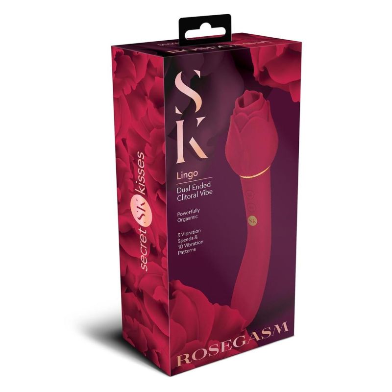 SK Lingo -  Dual Ended Clitoral Vibe - Rosegasm - Red - K. P.
