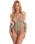 More Color Long Sleeve Bodysuit - Rainbow