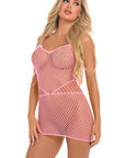 Roll Up Net Mini Dress - Pink