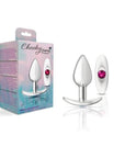 Cheeky Charms Silver Anchor Butt Plug  w Clear and Pink Jewel Kit