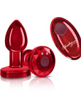 Cheeky Charms - Rechargeable Vibrating Metal Butt Plug with Remote - Small - Red