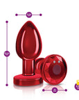 Cheeky Charms - Rechargeable Vibrating Metal Butt Plug with Remote - Medium - Red
