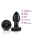 Cheeky Charms - Rechargeable Vibrating Metal Butt Plug with Remote - Small - Gunmetal