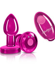 Cheeky Charms - Rechargeable Vibrating Metal Butt Plug with Remote - Small - Pink