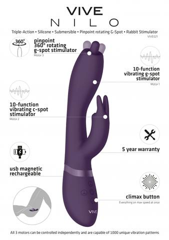 VIVE Silicone G-Spot Rabbit - Nilo - Purple