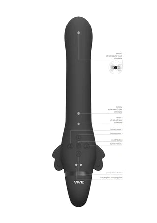 VIVE Pulse-Wave &amp; Vibrating Strapless Strapon - Satu - Black - K. P.