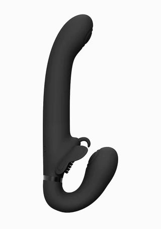 VIVE Pulse-Wave &amp; Vibrating Strapless Strapon - Satu - Black - K. P.