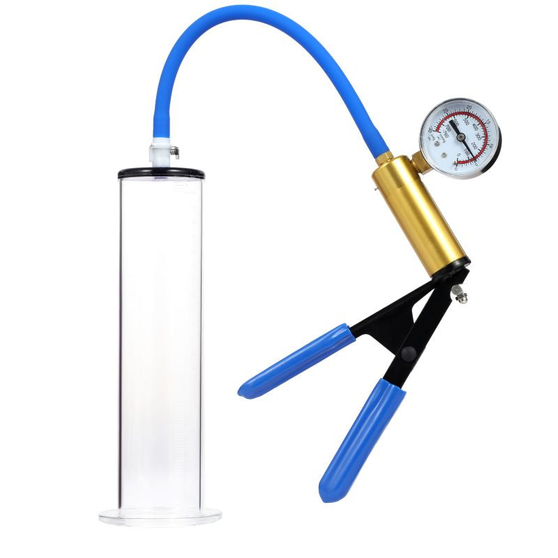 LuxaMax Brass Handle Penis Pump Set with Gauge - Transparent - K. P.