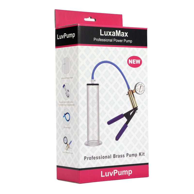 LuxaMax Brass Handle Penis Pump Set with Gauge - Transparent - K. P.