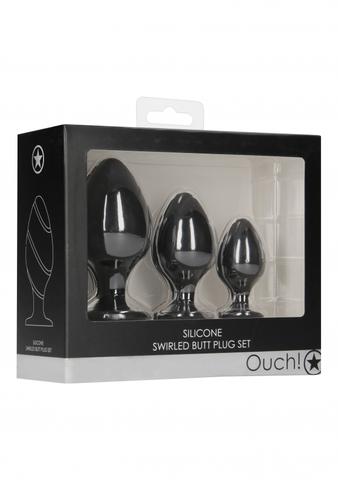 Ouch! - Swirled Butt Plug Set - Black - K. P.