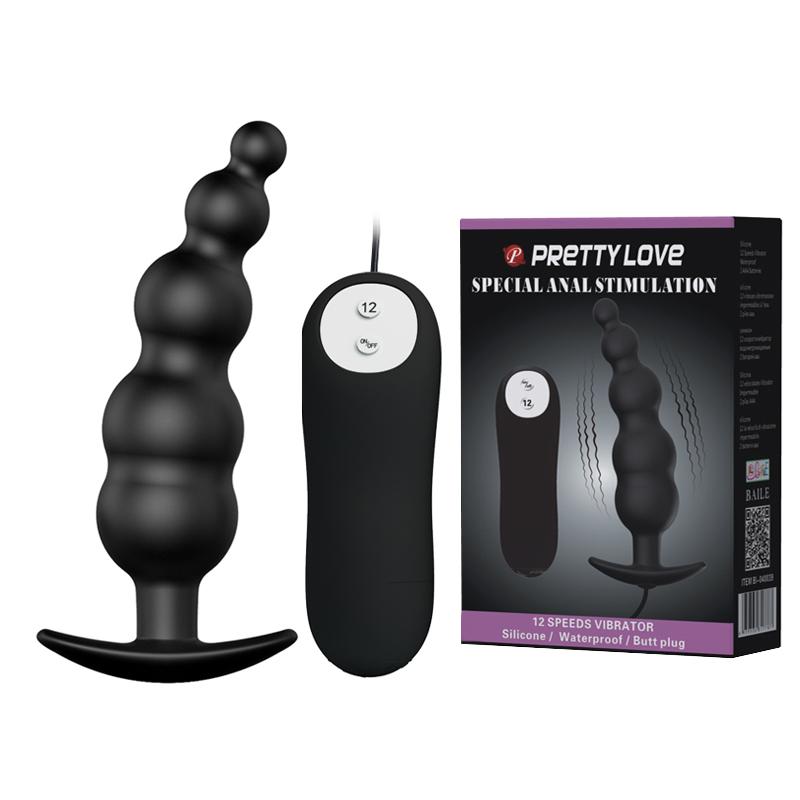 Special Anal Stimulation - Vibrating Ribbed Butt Plug - Black - K. P.