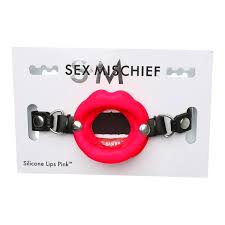 Sex &amp; Mischief - Silicone Lips Open Mouth Gag - Red