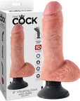 King Cock - 8" Vibrating Cock With Balls - Flesh - K. P.