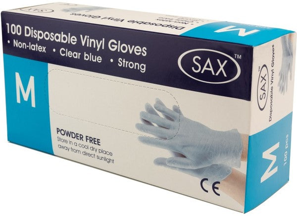 100 X Disposable Vinyl Gloves - Multiple Sizes - Blue