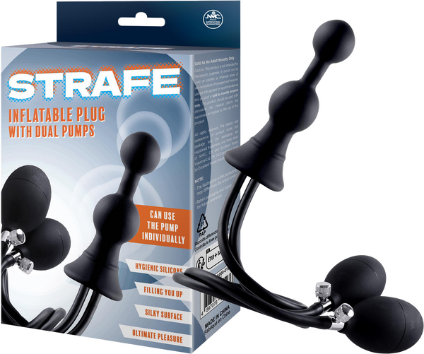Strafe - Inflatable Plug with Dual Pumps - Black