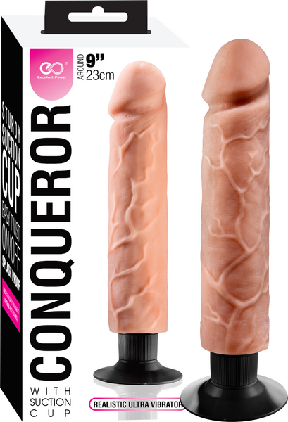 Conqueror - 9&quot; Dildo with Suction Cup - Flesh