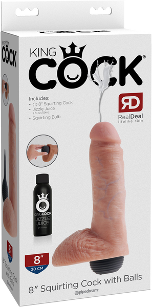 King Kock - 8&quot; Squirting Cock With Balls - Flesh