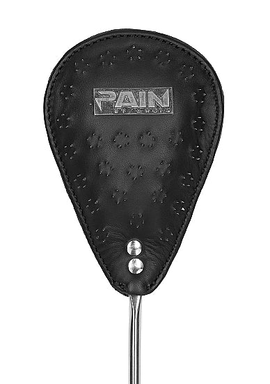 Ouch! Pain - Metal Oval Spike Keel Crop 24 Inches Soft Leather - Black