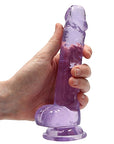 Realrock Crystal Clear - 7" Realistic Dildo With Balls - Purple