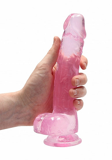 Realrock Crystal Clear - 8&quot; Realistic Dildo With Balls - Pink