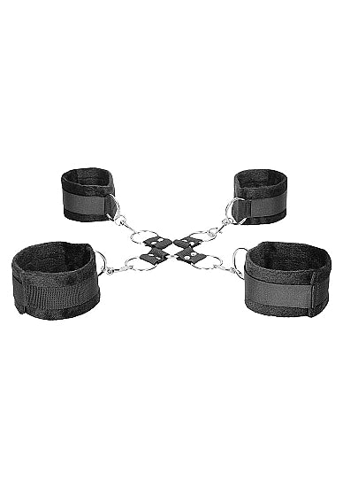 Ouch! Black &amp; White - Velcro Hogtie With Hand and Ankle Cuffs - Black