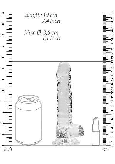 Realrock Crystal Clear - 7&quot; Realistic Dildo With Balls - Transparent