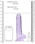 Realrock Crystal Clear - 8" Realistic Dildo With Balls - Purple