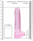 Realrock Crystal Clear - 9" Realistic Dildo With Balls - Pink
