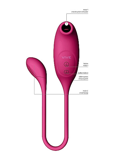 VIVE Air Wave &amp; Vibrating Egg Vibrator - Quino - Pink
