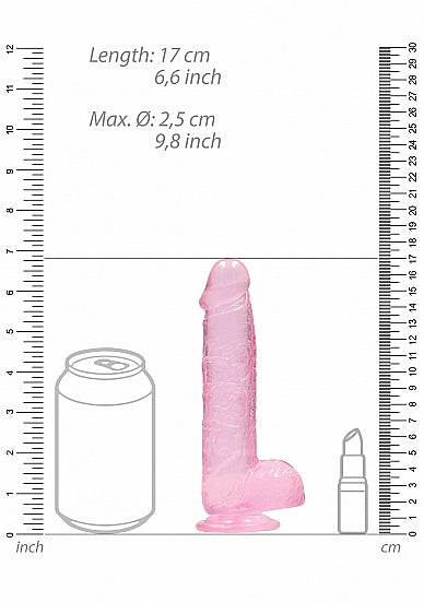 Realrock Crystal Clear - 6&quot; Realistic Dildo With Balls - Pink - K. P.