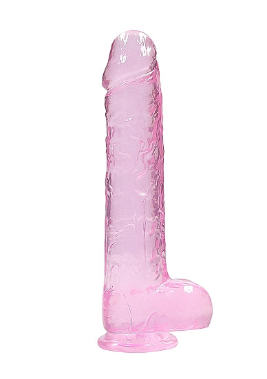 Realrock Crystal Clear - 9&quot; Realistic Dildo With Balls - Pink