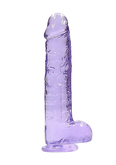 Realrock Crystal Clear - 9&quot; Realistic Dildo With Balls - Purple