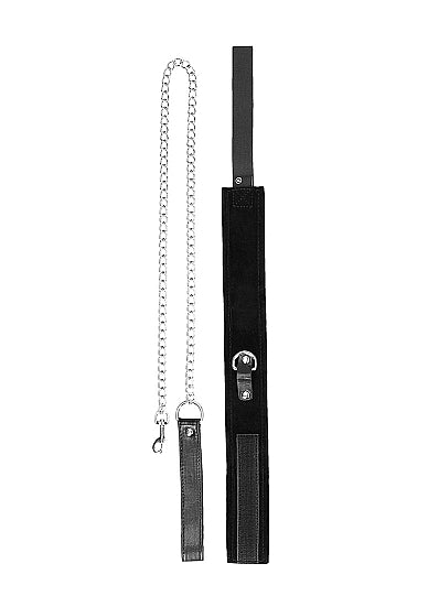 Ouch! Black &amp; White - Velcro Collar With Leash And Hand Cuffs With Adjustable Straps - Black